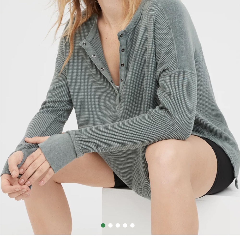Offline by Aerie - Waffle Knit Henley - Cream